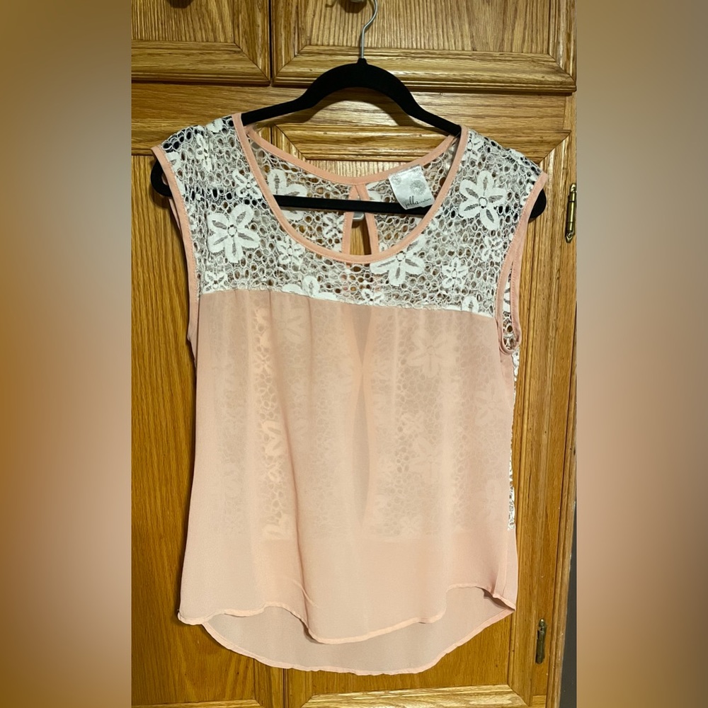 Peach coloured lacy blouse tank top